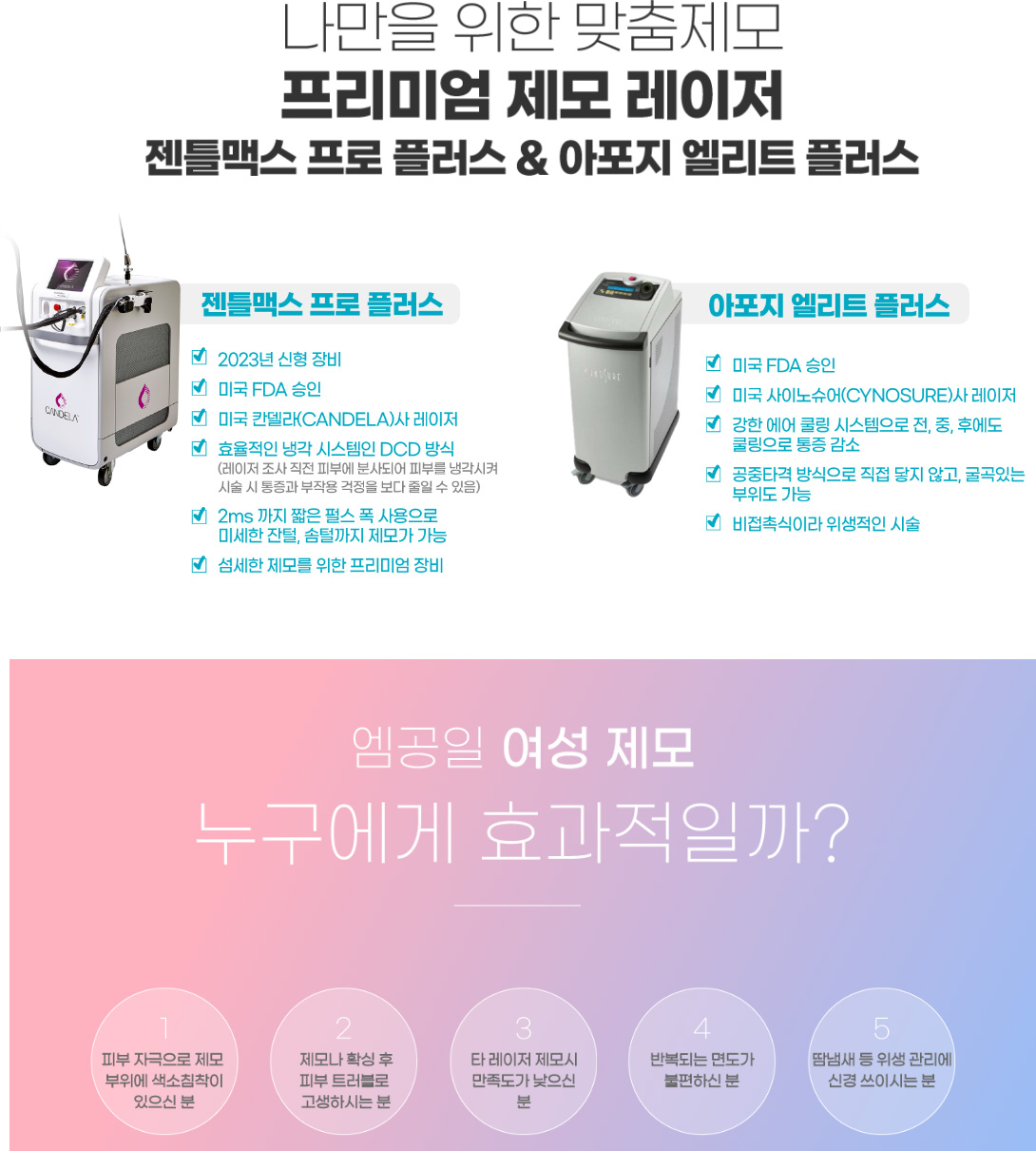 나만을 위한 맞춤제모 프리미엄 제모 레이저 젠틀맥스 프로 플러스 & 아포지 엘리트 플러스